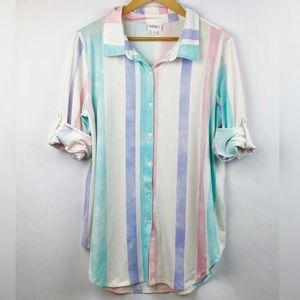 Lularoe Valentina Pastel Stripe Top Large